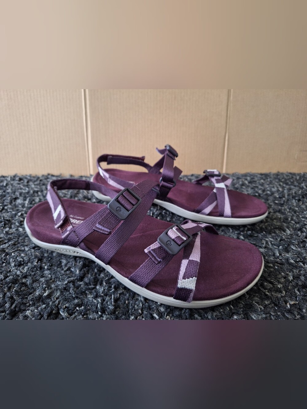 Merrell District 3 Burgundy Backstrap Web Sandals Shoes Womens US Size 8